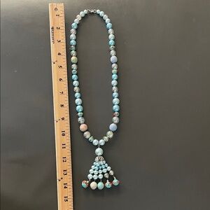 Vintage Elegance: Blue & Blue-ish Tones Beaded Necklace